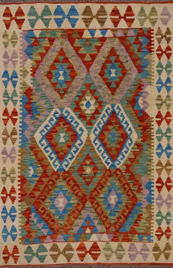 All-Over Kilim Geometric Area Rug 3x5