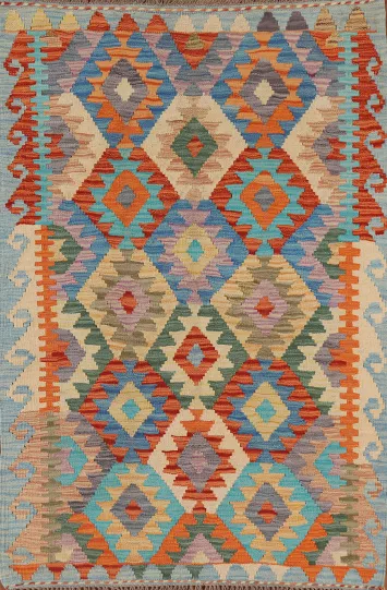 Multi-Color Kilim Oriental Area Rug 3x5