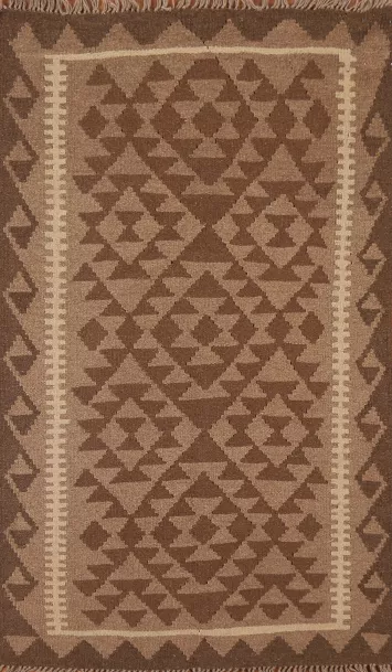 Brown Geometric Kilim Oriental Area Rug 3x5