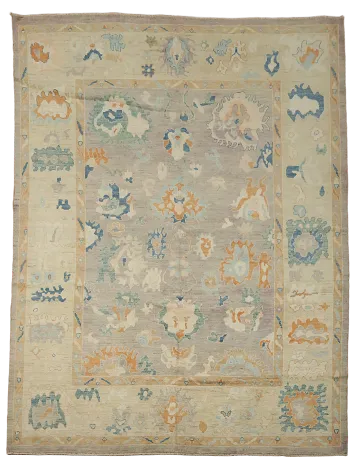 Vegetable Dye Oushak Turkish Area Rug 9x12