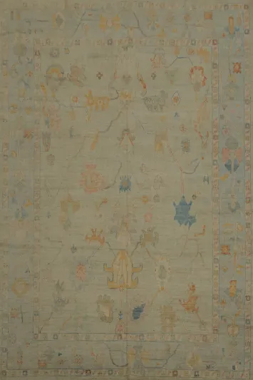 Traditional Style Oushak Area Rug 9x12 with a Harmony of Gentle Shades