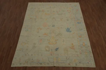 Traditional Style Oushak Area Rug 9x12 with a Harmony of Gentle Shades