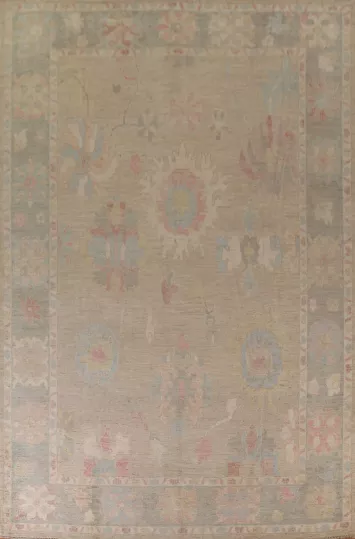 Floral Oushak Vegetable Dye Large Area Rug 10x14