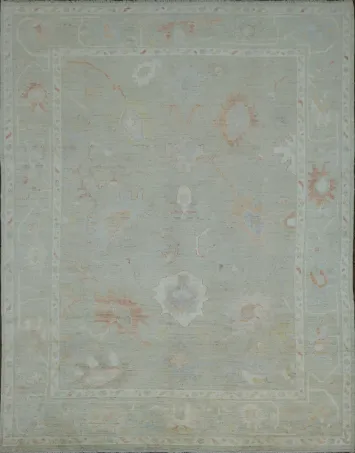 Floral Oushak Vegetable Dye Area Rug 9x12