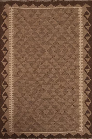 Brown Wool Kilim Oriental Area Rug 3x5