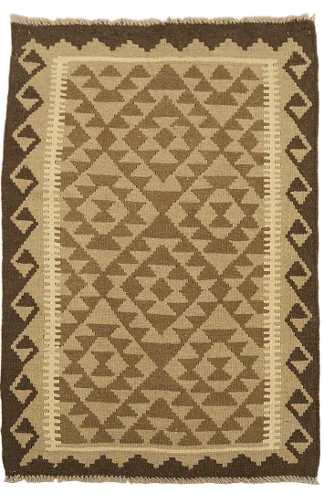 Reversible Wool Kilim Brown Area Rug 3x5
