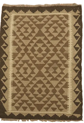 Reversible Wool Kilim Brown Area Rug 3x5