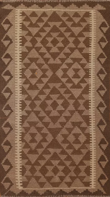 Brown Wool Kilim Oriental Area Rug 3x5