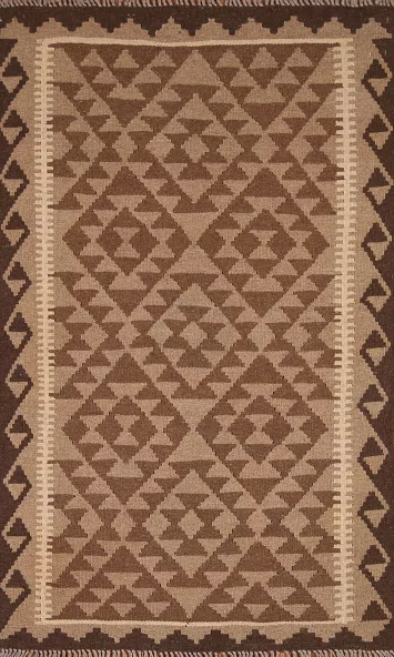 Brown Wool Kilim Oriental Area Rug 3x5