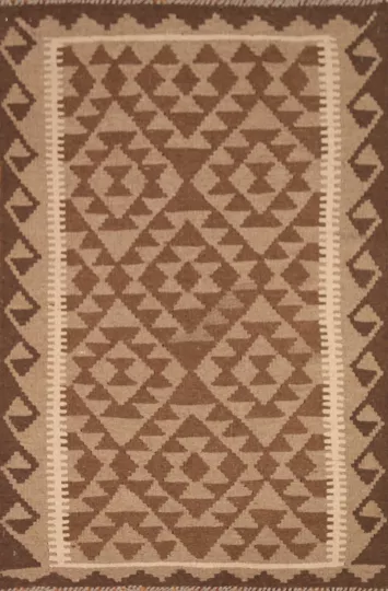 Brown Wool Kilim Oriental Area Rug 3x5