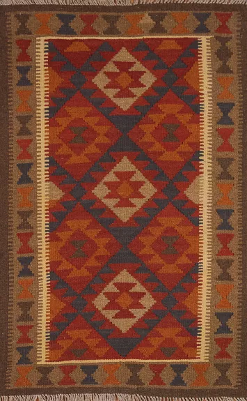 Reversible Wool Kilim Oriental Area Rug 3x5