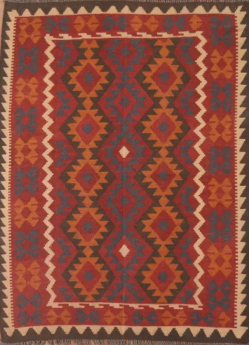 Reversible Wool Kilim Oriental Area Rug 5x6