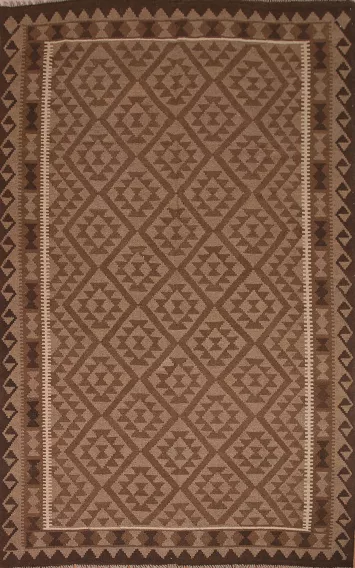 Brown Wool Kilim Oriental Area Rug 7x10