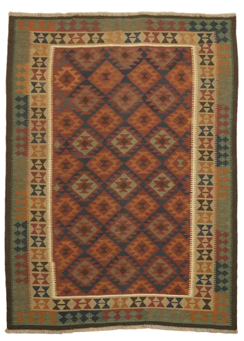Vintage-Inspired Tribal Kilim Flat-Woven Wool Rug 7'x10'