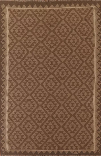 Reversible Brown Kilim Oriental Area Rug 7x10