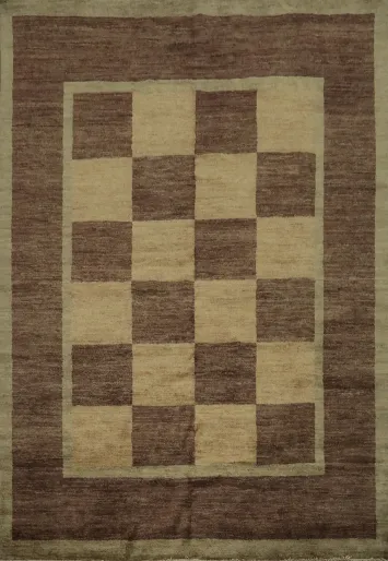 Checkered Gabbeh Vegetable Dye Area Rug 7x8