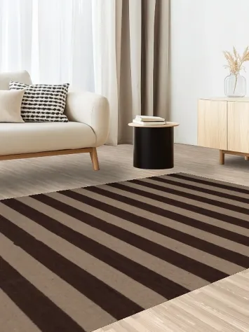 Classic Brown Stripes Gabbeh Area Rug 6x8 for Timeless Living Room