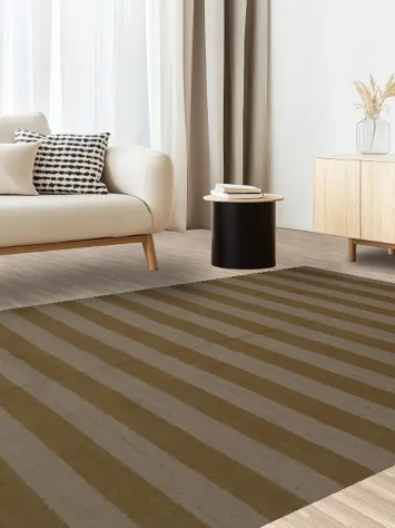 Elegant Beige Striped Rug for Modern Interior Spaces 6x10