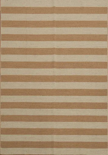 Modern Striped Gabbeh Wool Area Rug 6x8