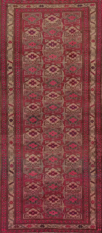 Geometric Wool Ardebil Persian Runner Rug 4x9