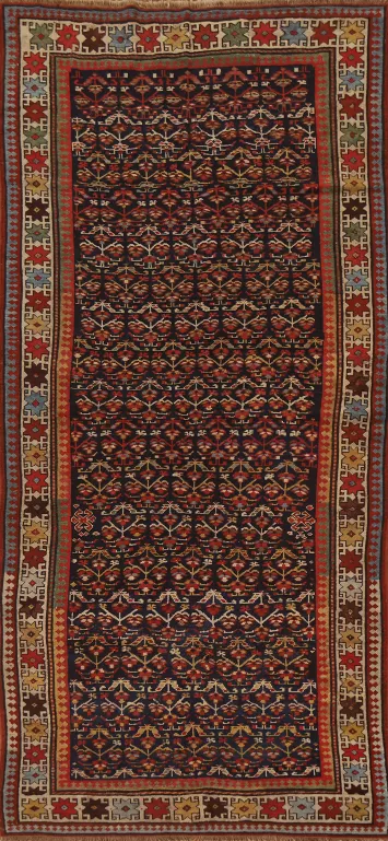 Pre-1900 Antique Vegetable Dye Kazak Oriental Rug 4x9