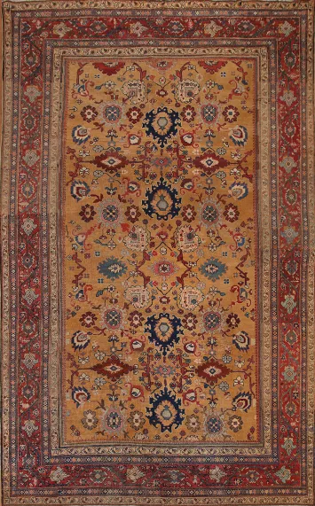 Vegetable Dye Pre-1900 Antique Sultanabad Persian Area Rug 9x12