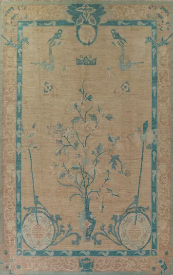 Vegetable Dye Oushak Turkish Large Area Rug 10x14