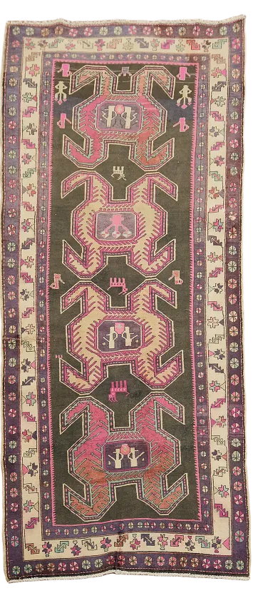 Handmade Ardebil Persian Runner Rug 4x10