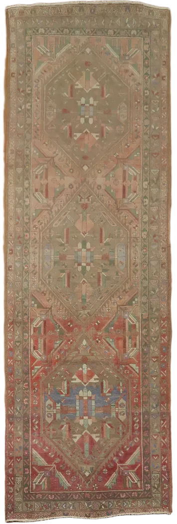 Artful Accents: Warm-Toned Geometric Runner for Hallway Decor 4x11