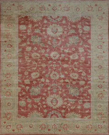 All-Over Traditional Oushak Egyptian Vegetable Dye Rug 12x15