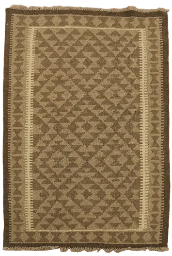 Reversible Wool Kilim Brown Area Rug 3x5