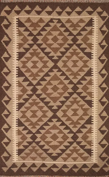 Reversible Wool Kilim Geometric Area Rug 3x5