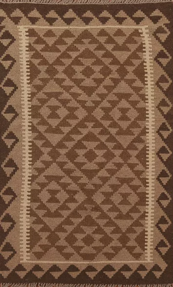 Brown Kilim Reversible Area Rug 3x5