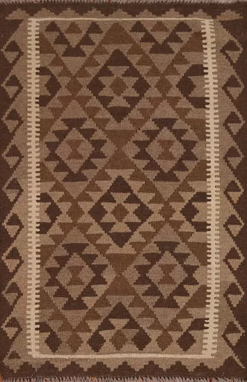 Brown Wool Kilim Oriental Area Rug 3x5