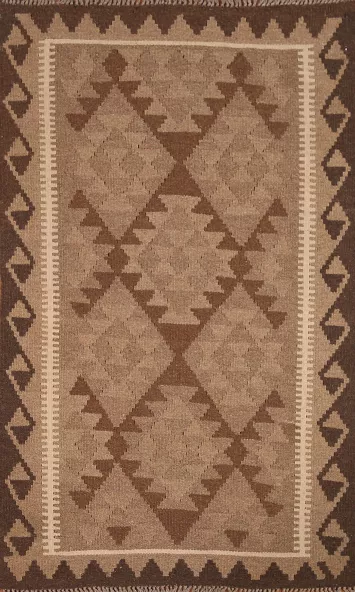 Reversible Brown Kilim Oriental Area Rug 3x5