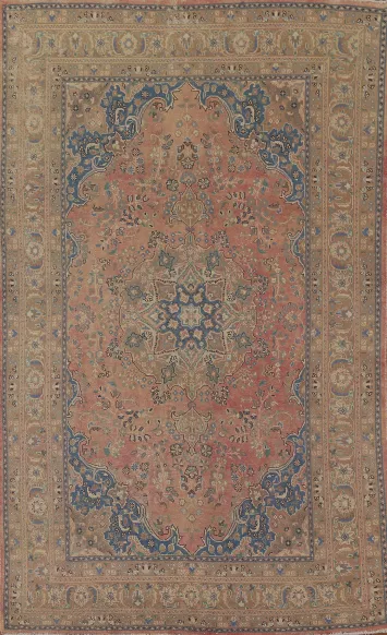 Distressed Vintage Mashad Persian Area Rug 6x10