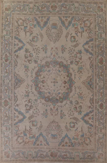 Distressed Tabriz Persian Area Rug 10x13