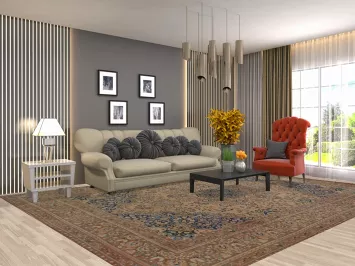 Distressed Mashad Persian Area Rug 10x13