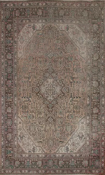 Distressed Geometric Tabriz Persian Area Rug 6x10