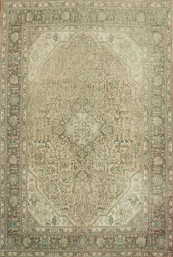Traditional Peach Color Tabriz Vintage Persian Rug Rug in Earthy 6' x 10'