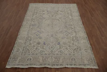 Mystical Motif Tabriz Persian Area Rug 7x10 in Warm Earthy Shades