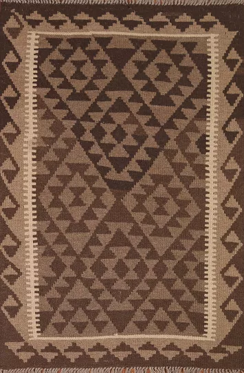 Geometric Kilim Reversible Wool Area Rug 3x5