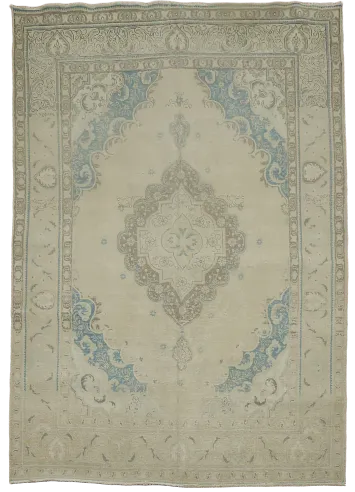 Timeless Beauty: Beige and Blue Oriental Style Rug 8x11