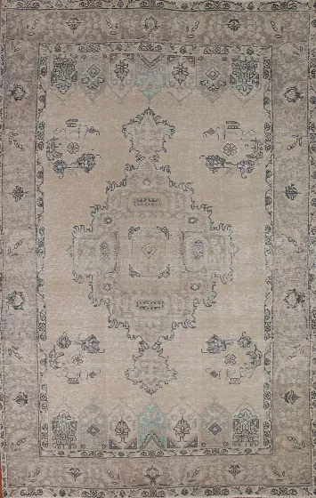 Distressed Vintage Tabriz Persian Area Rug 6x9
