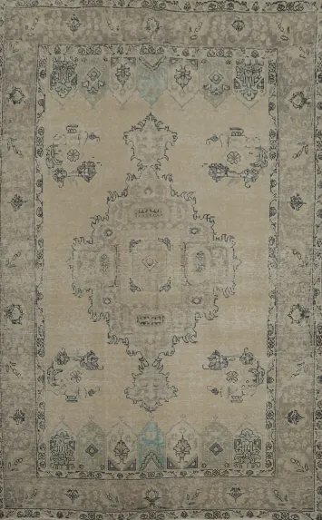 Distressed Vintage Tabriz Persian Area Rug 6x9