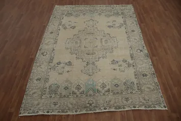 Distressed Vintage Tabriz Persian Area Rug 6x9