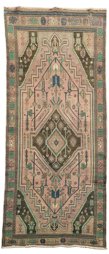 Pink Geometric Ardebil Persian Area Rug 5x11
