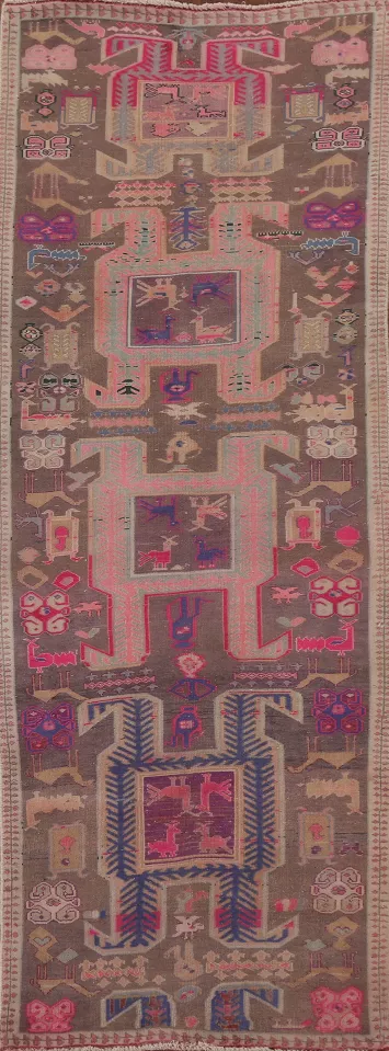 Distressed Ardebil Persian Runner Rug 3x9