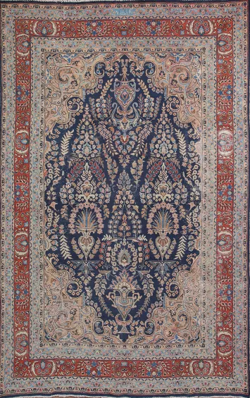 Floral Mashad Persian Area Rug 6x9 SIGNED