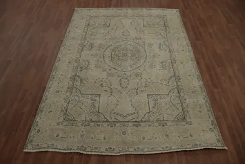 Heritage Inspired: Ornate Beige Rug with Subtle Blue Hues 7x10